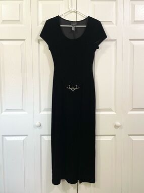 SCARLETT 90s Witchcore Belted Velvet Maxi Dress Women's Size 7/8